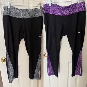 Nike Dri-fit Running Capri Leggings 2 pairs L